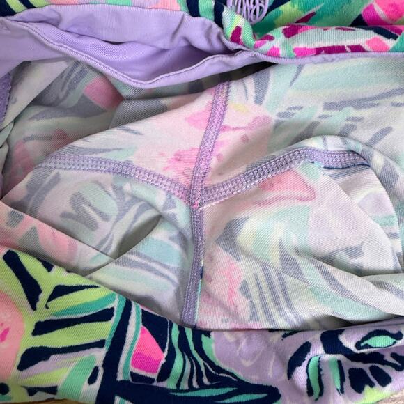 Lilly Pulitzer Luxletic Anika Weekend Leggings XS Green Pink Floral Yoga Crop - Picture 10 of 13